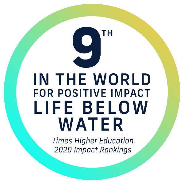 #9 in the world for positive impact - life below water - Times Higher Education 2020 Impact Rankings