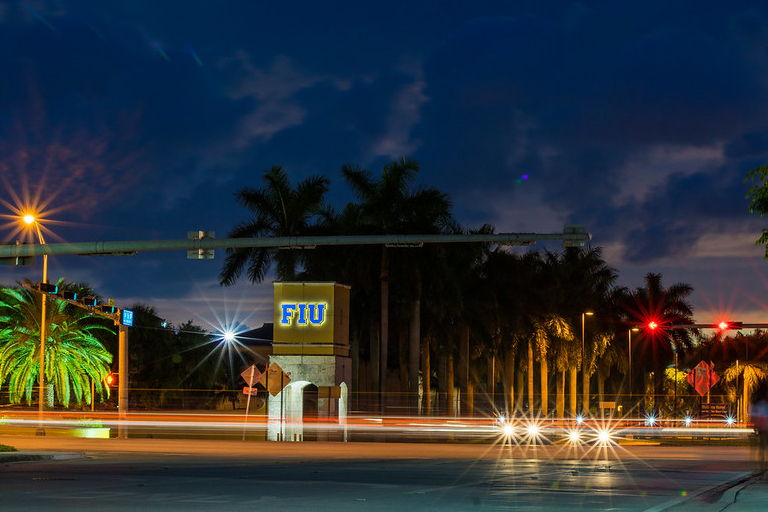 FIU entrance at night