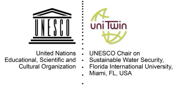 Logo for UNESCO (United Nations Educational, Scientific and Cultural Organization) UniTwin: UNESCO Chair on Sustainable Water Security, Florida International University, Miami, FL, USA