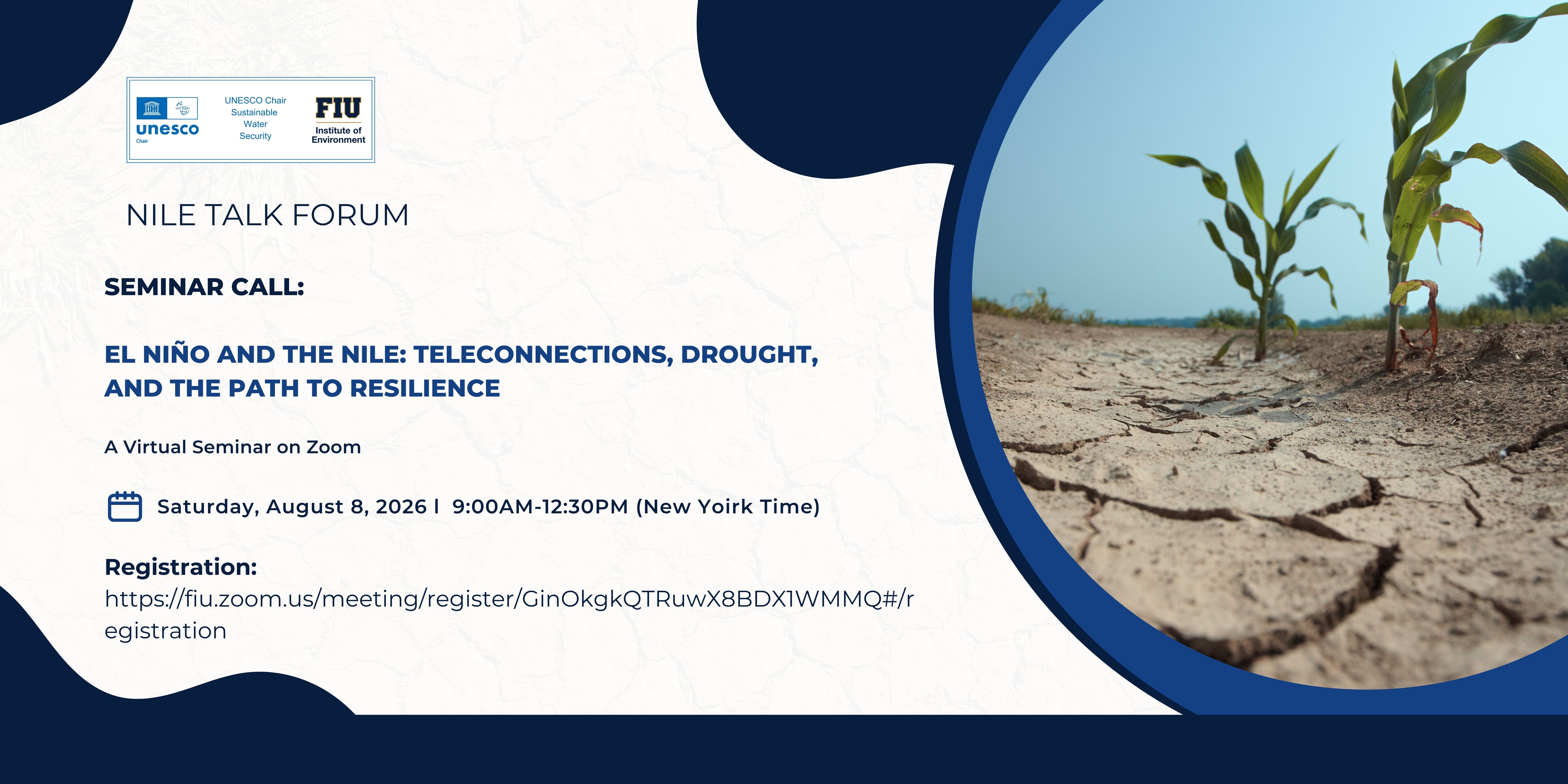 Seminar banner: El Niño and the Nile: Teleconnections, Drought, and the Path to Resilience